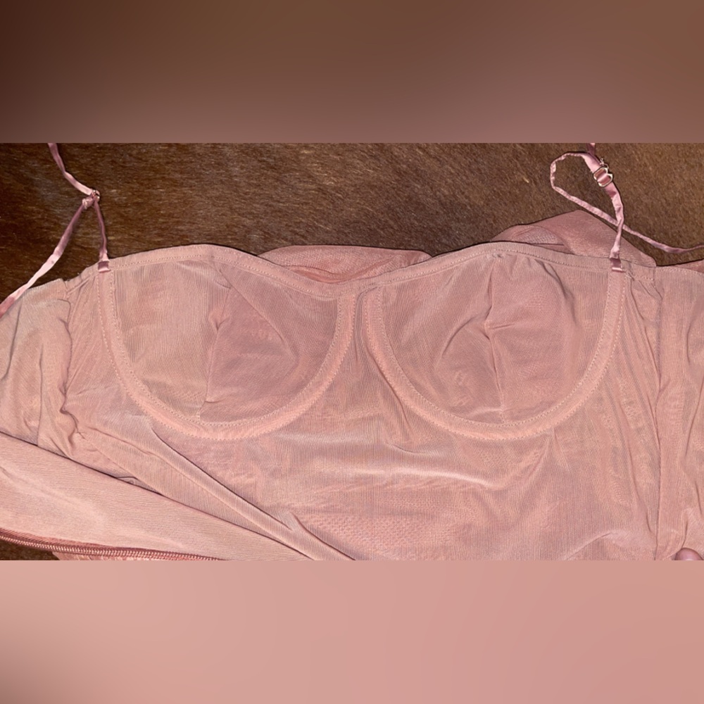 House Of CB Sirene Gathered Organza Mesh Antique Rose Dress S - Picture 9 of 9